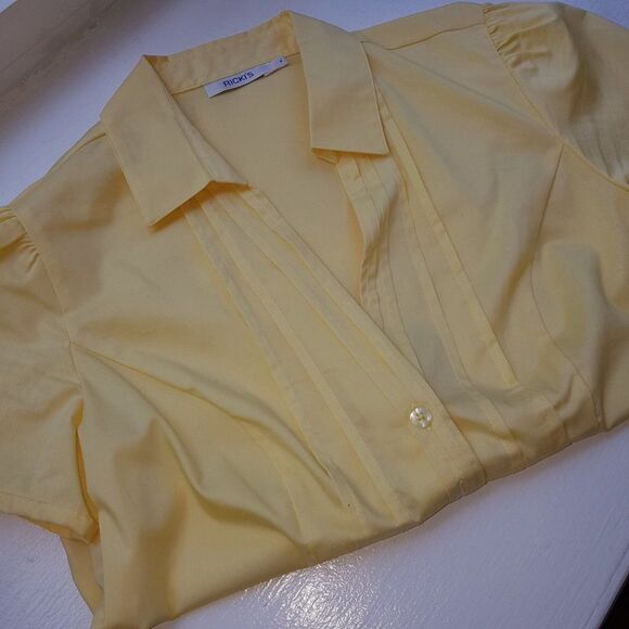 RICKI'S Ladies Lemon Capped Sleeve Blouse Button-Up V-Neck Size  4 NEW - Picture 7 of 10